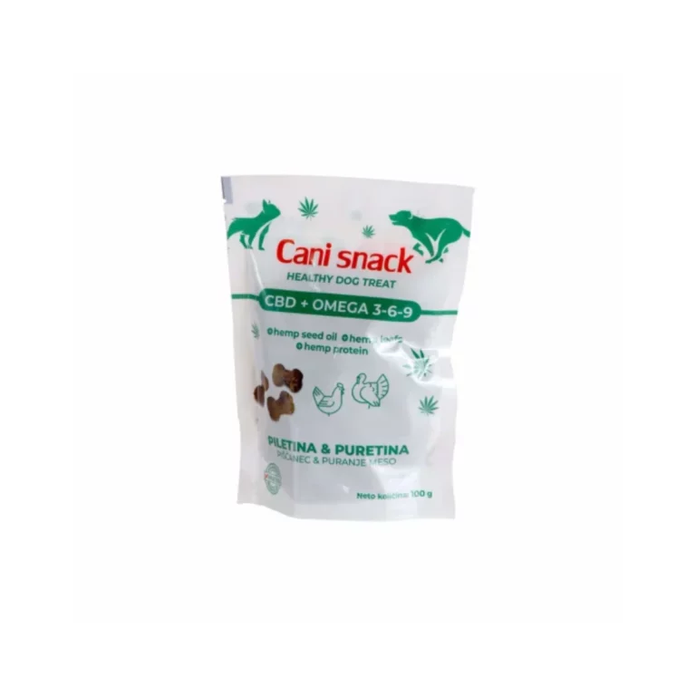 Canibis CBD poslastica za pse s konopljom - piletina i puretina, 100g