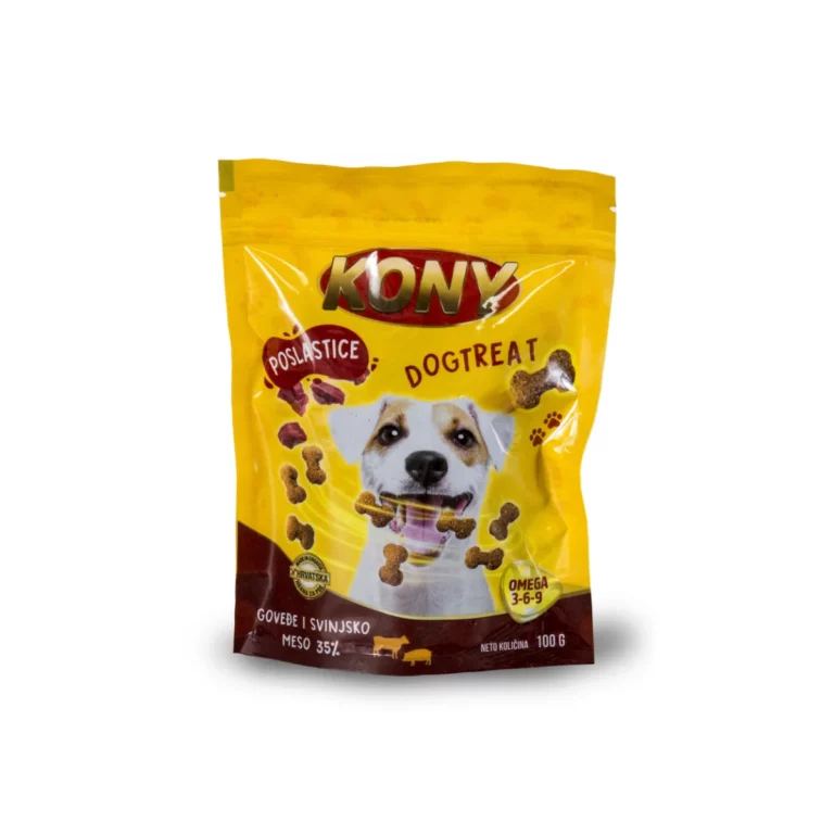 Kony poslastica za pse s konopljom - govedina i svinjetina, 100g